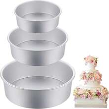 Cake Pan Set, Round Cake Mold Anodised Aluminium 1 Pc Bakeware With Removable Base For Cake Baking Party Birthday Christmas - Multicolor - View 8