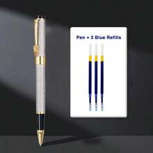 Classic Silver Metal Rollerball Pen With Dragon-Head Detail (0.5mm Fine Tip, Smooth Writing) / Suitable For Business Signatures / Refillable / Unisex Gift / Suitable For Students And Office Use., Back To School - Pen - View 9