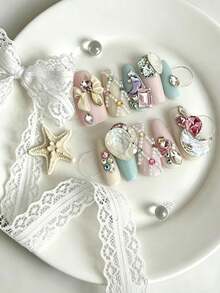 1 Box Mixed Nail Art Decorations, Colorful Rhinestones Paired With Pearls, Metal Chains And Star Accents, Rich Colors And Sparkling Texture, Suitable For Christmas Theme Nail Art, Can Create Christmas Tree, Wreath And Other Styles, Easily Create Holiday Atmosphere, Beginners Can Easily Use, Suitable For Daily Commute, Dates, Parties, Wide Range Of Uses, High Cost-Performance Nail Charms - Multicolor - View 4