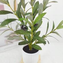 1件人造橄欖樹盆栽植物附果實，自然逼真居家裝飾綠植，適合居家、餐廳、辦公室、桌面、窗台擺放與裝飾，客廳裝飾，仿真植物 - 彩色 - 查看 10