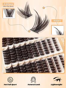 RITALASH 180PCS Premium Dark Brown Cluster Lashes Thin Band Lashes Soft & Lightweight All-In-One Kit With Strong Hold Glue And Precision Lash Tweezers For Daily Makeup Daily Going Out, And Holidays - Brown - View 3