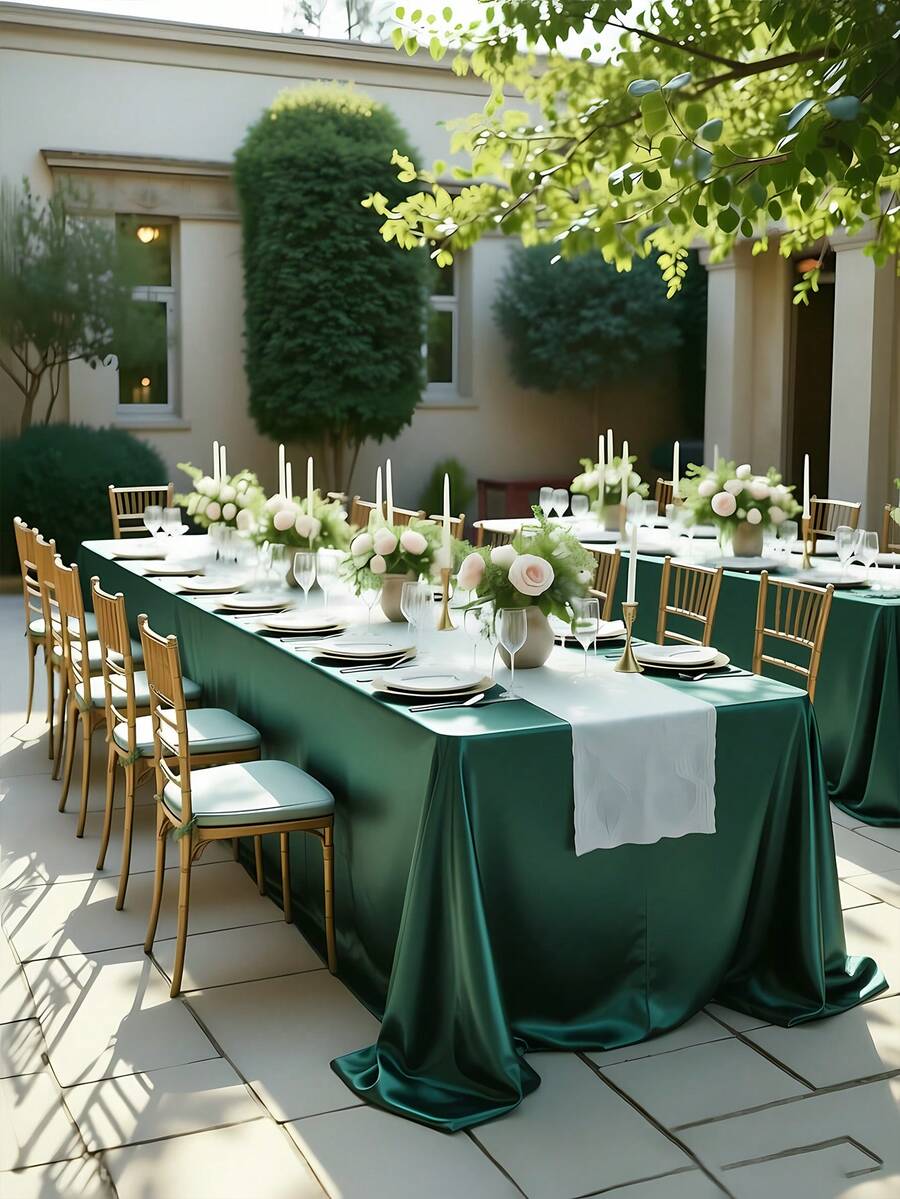 1pc Rectangular Tablecloth, Non-Fading Satin Tablecloth, Suitable For High-End Hotel Banquets, Wedding Banquets, Restaurant Party Decorations
