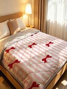 1 pieza Manta ultra suave y refrescante - Ropa de cama ligera para todas las estaciones, con patrón de lazo de moda, 100% poliéster, lavable a máquina, adecuada para cama individual/doble, hotel, camping y decoración del hogar, ropa de cama de lujo de grado hotelero | Diseño moderno cosido - Multicolor - Ver 7