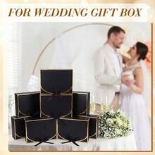 1/8/16Pcs  Luxury Gold Foil Gift Box With Ribbon, Wedding Favor Box, Bridesmaid Gift Packaging, - View 4