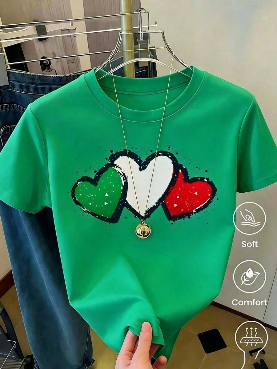 2026 T-Shirt With Mexico, Canada, And USA Crests, White Printed World Cup Soccer Jersey, Short-Sleeve Round Neck Sportswear, Gift For Soccer Fans Of The 2026 World Cup - 綠色 - 查看 1