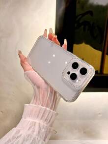 CteGlodrix Transparent All-Around Rhinestone, Camera-Edge Rhinestone Fashionable And Personalized Phone Case, Suitable For 17 Pro Max / 16 / 15 / 14 / 13 / 12, Flexible And Non-Slip Protective Case - Clear - View 6