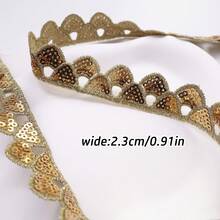 1 Yard Sequin Water-Soluble Lace, Vintage Fan-Shaped Wavy Edge, Cheongsam Wedding Dress Hair Accessory DIY Decorative Ribbon - Multicolor - View 4