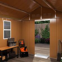 Brown 184 X 110 Cm Metal Garden Storage Shed For Outdoor Use - Brown - View 5