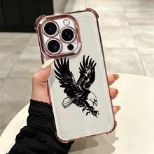 Funda Antigolpe con esquinas reforzadas bañadas electrolíticamente color plata, Antiarañazos y Protección de Cámara. Estilo moda viral  influencer, con elegantes elementos de ilustraciones animadas y cartoon juvenil. Compatible con iPhone 1 - Águila plateada de SJDDFSK - Ver 5