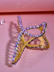 1pc Shiny Colorful Rhinestone Hair Claw, Minimalist Alloy Hair Clip, Women's Hair Accessory For Holiday Party And Casual Daily Wear - Fantasy Colors - View 5