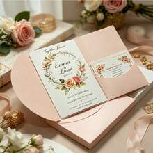 20pcs Tri-Fold Pocket Wedding Invitation Covers, Engagement XV Birthday Baptism Minimalist Invitation Envelopes, DIY Invitations, 5*7 Inch Invitation, Pocket Style Invitation, Customized Invitation Best Gift, Wedding Decor, Home Decor - Semicircle - View 4