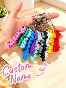 Custom Engraved Couple Keychain, Can Engrave Name And Text, Personalized Jewelry Accessory, Unisex, Anniversary And Birthday Gift - Multicolor - View 4