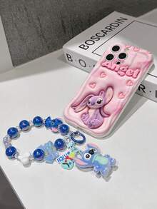 Disney Has Authorized, Phone Case - Chain Set, The Stitch Lilo & Stitch 3D Phone Case Plus A Silicone 3D Stitch Bracelet With Metallic Ring Removable Bracelet, Stitch And Angel Pattern, Compatible With Iphone17/16/15/14/13/12/41/XS/XR/X Plus Pro Max, A Stylish Cartoon Phone Case, The Perfect Gift Choice, Phone Protection, Durable Phone Cover, Great Gift For Friends And Family. - 白色 - 查看 7