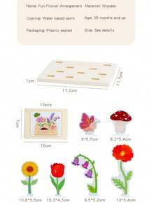 Children's Educational Early Learning Toy Flower Card Matching Plug-In 3D Puzzle Hand-Eye Coordination Parent-Child Interaction Logical Thinking Training - Multicolor - View 3