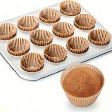 100pcs Natural Paper Baking Molds, Greaseproof Muffin Cupcake Liners, Non-Stick Oven Cake Pan Trays For Easter Ramadan Eid Holiday, Heavy-Duty Pastry Cups Birthday Party Supplies - Multicolor - View 7