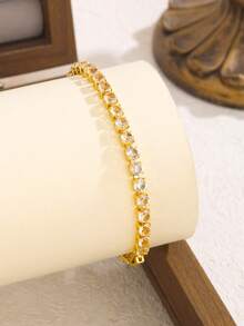 3pcs/1pc Fashionable Stainless Steel Jewelry Set, Clover Design, Suitable For Women's Commute Or Daily Wear, Perfect Gift For Friends - Yellow Gold - View 2