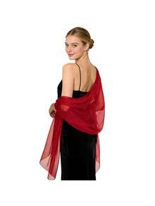 Chiffon Shawl Scarf, Elegant Lightweight Polyester Fiber Shawl Scarf, Chiffon Headscarf, Chiffon Scarf, Suitable For Bridal Wedding Evening Dress - Solid Color Decorative Accessory, Breathable And Windproof, Hand Washable/Dry Cleanable, Multiple Colors Available: White, Black, Green, Red - Beige - View 9