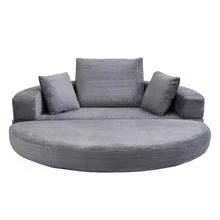 Flieks Multifunctional Freestanding Folding Sofa Bed (Boneless Couch) – Oval Bed With Cushions, Modular Sofa, Corduroy Fabric Cover (173 X 176 Cm), Suitable For Apartments, Living Rooms, Bedrooms - 淺灰色 - 查看 9