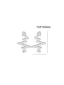 1 Pair S925 Sterling Silver Heart-Shaped Rippled Symmetrical Stud Earrings, Women's Personalized Sweet Cool Design, Wavy Line Niche Earrings With Romantic Atmosphere, Gentle Date Commute Versatile Fashion Earrings - Heart - View 9