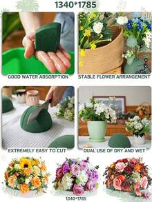 1/2 Stück Blumensteckschaum Halbkugel, grüner halbkreisförmiger Nass-/Trocken-Blumensteckschaum, geeignet für frische oder künstliche Blumenarrangements, Floristen-Handarbeitsbedarf, Hochzeit, Geburtstag, Heimdekoration - mehrfarbig - Übersicht 6