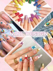 Strass de Cristal para Arte de Unhas, 12 Estilos Feitos à Mão, Gemas de Strass Coloridas de Base Plana, Adequadas para Unhas, Rosto e Olhos - Multicolorido - Ver 6