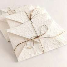 1/5/10pcs Handmade White Paper Envelopes, Perfect For Wedding Invitations, Greeting Cards, Announcements And Holiday Crafts, No Twine Included - A - View 7