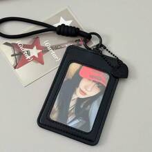 Photo Card Holder Keychain - 1pc PU Leather Wallet Size Photo Card Holder With Detachable Metal Chain, Cute Double Slot Protective Case, Suitable For Idol Photo Cards, ID Cards And Credit Cards - Lanyard + Card Holder + Heart-shaped Pendant - View 3