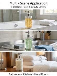 Dispenser Sabun Mandi Hotel 500ML, Botol Kosong Isi Ulang untuk Sabun Mandi & Sampo, Dispenser Sabun Kamar Mandi - Pola spiral transparan - View 11