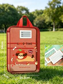 1pc/5pcs Cute Cartoon Transparent Mesh File Bag, Portable Handheld Multi-Layer Document Organizer, Sweet Animal Print Zipper Paper Storage Bag, Suitable For Teenage Girls Students School Homework Stationery Storage - Multiple Styles - View 6