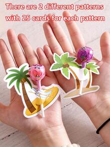 50pcs/Pack National Day Souvenirs, Paper Lollipop Cards, Palm Tree Shaped Coconut Candy Boxes, Saudi National Day Palm Tree Candy Boxes, Small Decorative Hanging Gift Boxes - View 13