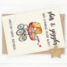 Funny Baby Stroller-Themed Greeting Card - A Humorous Card With "Poop, Pee, And Poop" Jokes For New Parents. A Playful Greeting Card For Welcoming The Baby. - View 3