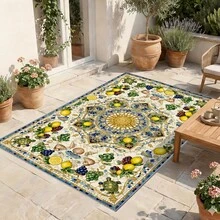 1pc Lemon Print Rug, Summer Fresh Style, Decorative Rug, Bedroom Decor, Small Rug, Rug, Home Decor, Living Room Rug, Living Room Small Rug, Bedroom Rug, Living Room Home Decor, Outdoor Rug, Washable Rug - Multicolor 3 - View 5