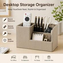 Fashionable PU Leather Storage Box With 3 Compartments, PU Leather Storage Rack, Storage Box, Media Accessory Storage, Desktop Organizer, Suitable For Home Office Desk Accessories, Multifunctional Stylish Bedside Desk Organizer - Multicolor - View 4