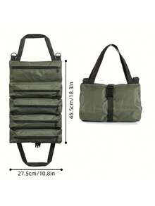 Tool Storage Bag, Roll-Up Oxford Cloth Storage Bag With 5 Pockets, Portable Tool Storage Bag Made Of Tear-Resistant And Puncture-Resistant Oxford Cloth, Independent Zippered Pockets, Can Store Wrenches, Screwdrivers, Pliers And Other Tools By Size / Use, Can Be Rolled And Carried, Can Be Unrolled And Hung During Work, Maximizing Space Utilization, Equipped With Webbing Handle On The Side - A - View 6