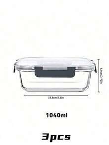 3pcs/Set 360/630/1030ml Food Storage Containers - Meal Prep Boxes For Office, Back To School, Portable, Outdoor Bento Glass Food Storage Containers With Lids, Stackable Glass Meal Prep Containers With Lids, Airtight Glass Storage Jars - Multicolor - View 12