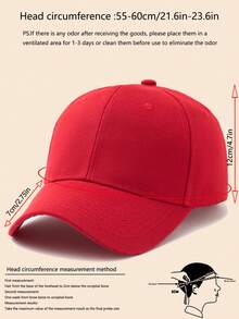 1 pieza Gorra de béisbol casual de unicolor con tamaño ajustable - Rojo - Ver 4