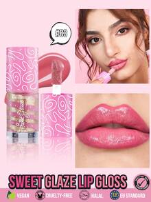 MISSLYN 1 pièce Brillant à lèvres Sweet Glaze, hybride de teinture à lèvres hydratante et de baume, couleur à lèvres brillante légère et non collante avec un fini brillant doux, soin des lèvres hydratant pour un usage quotidien, maquillage des lèvres au parfum sucré pour des looks de fête et d'école glamour doux - #83 - Voir 12