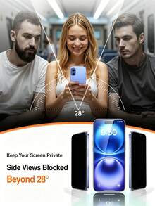 MIGAE 3入裝隱私螢幕保護貼，適用於 iPhone 16 Pro Max / 16 Pro / 16 / 16 Plus，2.5D 鋼化玻璃，防刮防污，易於安裝，亦適用於 iPhone 17 Pro Max、17 Pro、17 Air、16、15 Pro Max、15、15 Pro、14 Pro Max、14、13、12 與 11，手機螢幕保護貼，手機配件，相容手機殼 - 黑色 - 查看 2