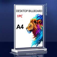 1/3pcs,Double-Sided Photo Frame Transparent Pull-Out Standing Sign Holders - Clear Acrylic Desktop Display Stands For Weddings, Graduation Ceremonies, Restaurants, Offices, Parties - A4 And A5 Sizes, Durable And Easy To Use, Event Signage - A - View 2