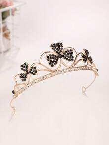 1pc Fashionable Exquisite Alloy Crown Hair Accessory For Women Wedding Party - 44009 Gold Black - View 5