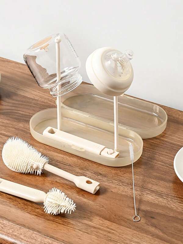 1 Set Portable Cute Travel Silicone Cup Brush Long Handle Small Brush For Home Cup Cleaning No Blind Spot Cleaning Tool Baby Bottle Brush