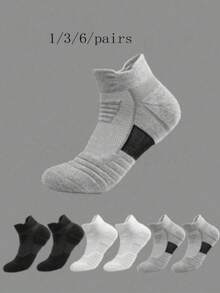 1/3/6 Pairs Thickened Sports Short Socks Men's Sweat-Absorbing Tennis Badminton Professional Running Sports Basketball Socks - Multicolor - View 4