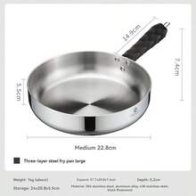 CAMPINGMOON Outdoor Camping Deep Frying Pan Three-Layer Steel Portable Detachable Handle Suitable For Frying And Boiling CC-23 - Silver - View 12