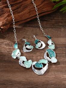 Cring Coco 2pcs/Set Perhiasan Wanita Set Fashion Boho Nautical Geometris Kalung dan Anting untuk Pesta Sehari-hari, Liburan, Festival Musik, Pantai, Aksesoris, Hadiah - geometri - View 5