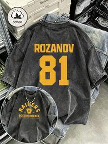 Shane Holland 与 Ilya Rozanov 联名款复古水洗女士休闲宽松卡通印花短袖T恤，四季皆宜，黑色夏季款 - 黑色 - 查看 11