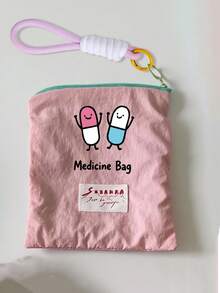 Macaron Color-Block Storage Bag With Lanyard, Medicine Storage Bag, Passport Storage Bag, Can Be Hung On Bags For Organizing Pills And Small Accessories, Document Storage Bag, Large Capacity Makeup Bag, Nylon Zipper Toiletry Bag, Makeup Bag, Convenient Thin Lipstick Storage Bag, Coin Purse, Toiletry Bag, Travel Essential, Back To School Gift, Suitable For Organizing Pills, Small Accessories, Capsules, Chewable Tablets - Multicolor - View 13
