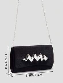 Luxurious, Elegant, Exquisite Large Capacity Velvet Women's Clutch Bag, Velvet Material Evening Bag With Detachable Chain Strap, Suitable For Weddings, Parties, Celebrations, For Girls, Women, College Students And Professional Women. - Black - View 5