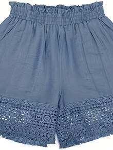 Shorts de encaje con flecos estilo vacacional - Lavado ligero - Ver 4