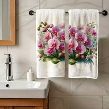 Vintage Flower Bouquet Printed Kitchen & Bathroom Hand Towels, Wrinkle Resistant Decorative Dish Towels. Super Absorbent, Machine Washable, Ideal For Kitchen Cleaning, Daily Home Decor & Gift Option. - Multicolor - View 2