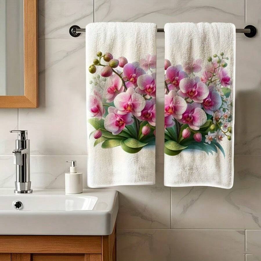 Vintage Flower Bouquet Printed Kitchen & Bathroom Hand Towels, Wrinkle Resistant Decorative Dish Towels. Super Absorbent, Machine Washable, Ideal For Kitchen Cleaning, Daily Home Decor & Gift Option.